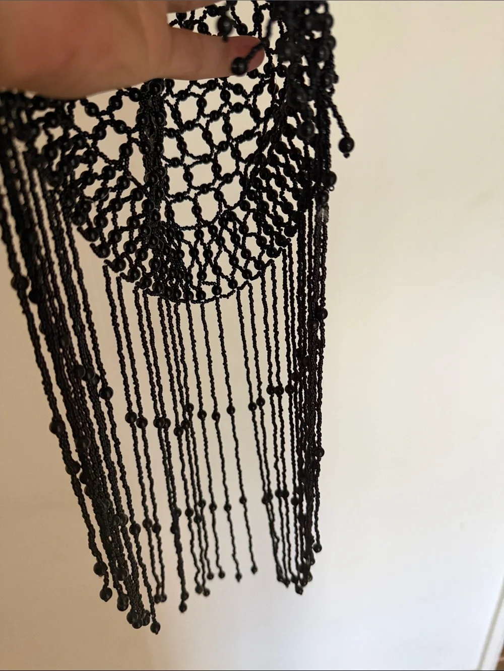 Black Beaded Fringe head piece - Picture 2 of 6